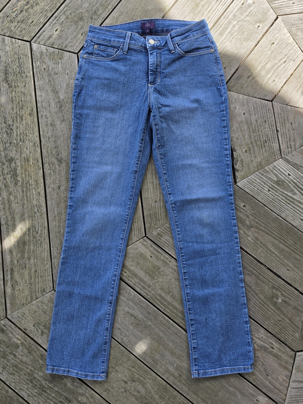NYDJ Straight Leg Boyfriend Womens Blue Jeans Size 4